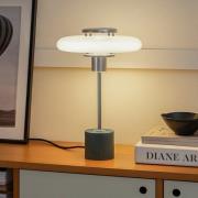 Lindby tafellamp Branford, retro, wit/groen opaalglas/marmer