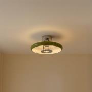 Lindby plafondlamp Branford, retro, Ø 35 cm, groen, metaal