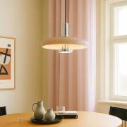 Lindby hanglamp Branford, retro, Ø 35 cm, beige, metaal