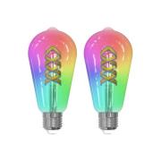 LUUMR Slimme LED Filament set van 2 E27 ST64 4W RGB helder Tuya