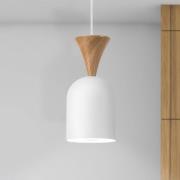 Hanglamp Nolan, Ø 11 cm, wit/eiken, metaal/hout