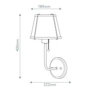 Wandlamp Clarke 1, nikkelkleurig/wit, metalen kap, staal