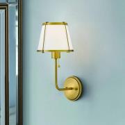 Wandlamp Clarke 1, messing/beige, linnen, staal