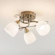 Lindby plafondlamp Thaddeus, Ø 44 cm, brons antiek, glas