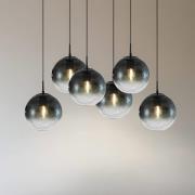 Lucande hanglamp Veloura, 6-lamps, 100 cm, glas, hout