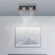 PURE LED plafondspot Cup, zwart, lengte 56 cm, metaal 3-lamps.