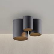 PURE LED badkamer plafondlamp Point, zwart, lengte 18 cm, 3-lamps.