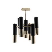 Plafondlamp Orino, zwart/goud, metaal, 7-lamps, GU10