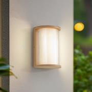 Lindby LED buiten wandlamp Calvik, beige, geribbeld, IP44