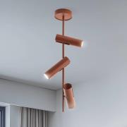 Plafondspot Leda 3, baksteenrood, 3-lamps, staal, hoogte 76 cm