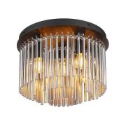 Plafondlamp Gorley, zwart/rookgrijs, Ø 32 cm metaal/glas