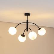 Euluna plafondlamp Karda, zwart, 4-lamps