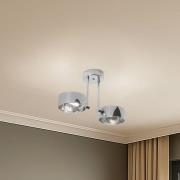 Plafondlamp Mado, staal chroomkleurig, glas rookkleurig, 2-lamps