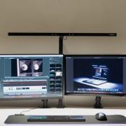 LED-monitorlamp MAULgate, sensor, dimbaar, zwart, klem