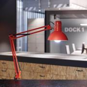 LED klemlamp MAULstudy, rood, staal, hoogte 44 cm, E27