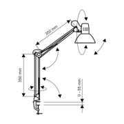 LED klemlamp MAULstudy, zilverkleurig, staal, hoogte 44 cm