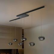 Lucande LED hanglamp Auro, zwart, glas, 6-lamps