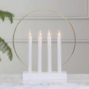 Raam kandelaar Glossy, ring, 4-lamps, wit