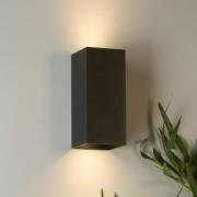 Wandlamp London Square, zwart, hoogte 15 cm, metaal, 2-lamps.