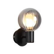 Badkamer wandlamp Lumisphere, zwart/rookgrijs, hoogte 12 cm glas