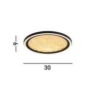 LED plafondlamp Luna, Ø 30 cm, zwart/goudkleurig, metaal