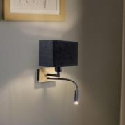 Wandlamp Harry, hoekig, messing/zwart/zwart