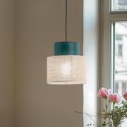 Duo hanglamp, jute kap, petrol/natuurbruin, Ø 20 cm