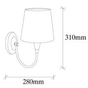 Wandlamp Pardo, messing, metaal/stof, hoogte 31 cm, E27