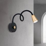Wandlamp Dotty, messingkleurig, flexibele arm, dimmer, GU10