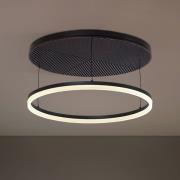 Lucande LED plafondlamp Orven, zwart/hout, Ø50cm, dimbaar