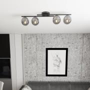 Plafondlamp Kairo, zwart/rookgrijs, metaal, 4-lamps.