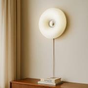 Lindby LED-tafel-/wandlamp Fjora, wit/chroom, Ø 30 cm, dimbaar.