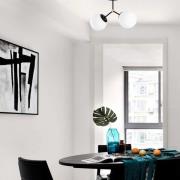 Plafondlamp Damar, zwart, glas, 2-lamps, lengte 44 cm