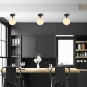 Plafondlamp Atmaca, 1-lamp, zwart, glas, Ø 15 cm