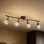 Lindby Valentina plafondlamp, grijs/zwart, 4-lamps, glas