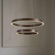 Lucande LED hanglamp Yonam, Ø 60 cm, 2-lamps, bruin, CCT