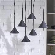 Hanglamp Cono Mini, 6-lamps, zwart, E27