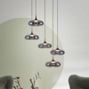 SCHÖNER WOHNEN LED hanglamp Posh 5-lamps, rookglas, 3.000 K