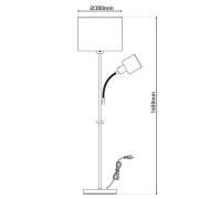 Vloerlamp Filomena, bruin/zilver, textiel, leesarm, E27, E14