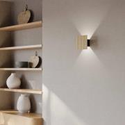 LED wandlamp Inka S, eiken/zwart, hout, hoogte 15 cm