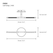 UMAGE LED wandlamp Omni, staalkleurig, breedte 54 cm, 2-lamps.
