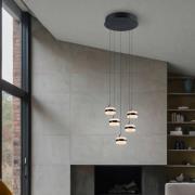 LED hanglamp Dios, nikkelkleurig, Ø 45 cm, CCT, 5-lamps.