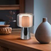 tafellamp Rocka, chroom, hoogte 29 cm, glas/stof