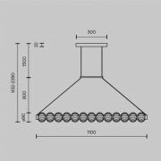 LED hanglamp AMULET, lengte 110 cm, goudkleurig, metaal/glas