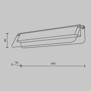 LED wandlamp FLAT, amber/messing, breedte 43 cm, glas/metaal