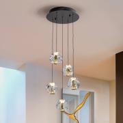 LED hanglamp Zaira, Ø 33 cm, zwart/goudkleurig, 5-lamps.