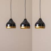 Hanglamp Yildo, lineair, 3-lamps, zwart/goud, metaal