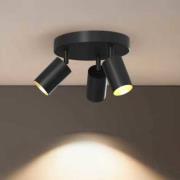 Calex GU10-plafondspot, zwart, Ø 20 cm, 3-lamps, metaal