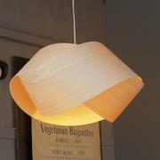 LZF hanglamp Nut, beukenhout/nikkelkleurig, lengte 42 cm, hout