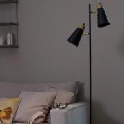 PR Home vloerlamp Wien, zwart, 2-lamps, hoogte 147 cm